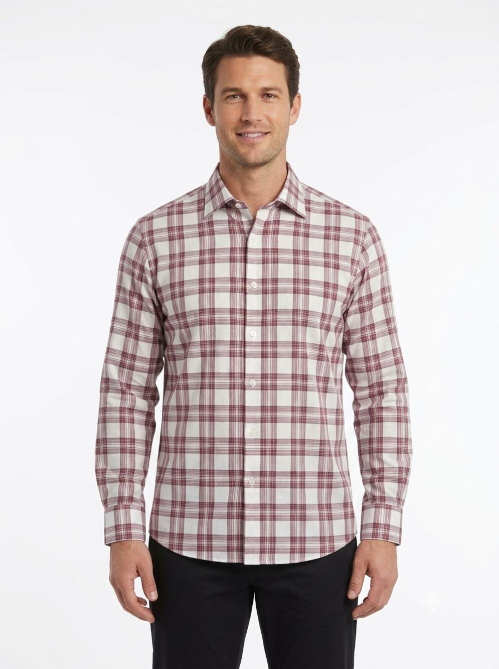 Peter Millar Crown Crafted Button Up Shirt Men's L Red Plaid Flex Finish Preppy